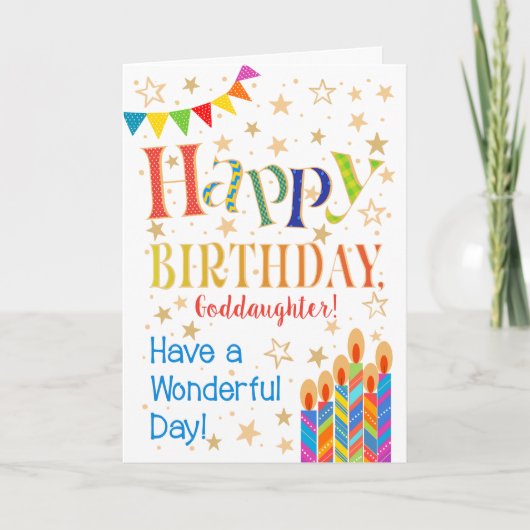 Sterren, Bunting, Kaarsen voor de verjaardag van d Kaart (Voorkant)