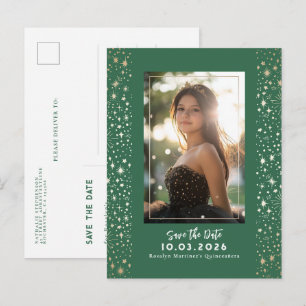 Sterren Celestial QUINCEANERA Sla de datum foto op Aankondigingskaart