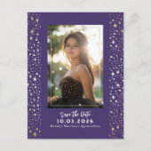 Sterren Celestial QUINCEANERA Sla de datum foto op Aankondigingskaart (Voorkant)