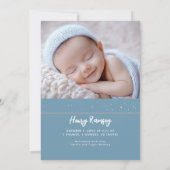 Sterren Celestial Schattige Blauw Pasgeboren Foto' Aankondiging (Achterkant)