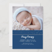 Sterren Celestial Schattige Blauw Pasgeboren Foto' Aankondiging (Achterkant)