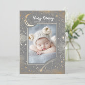 Sterren Celestial Schattige Grey Pasgeboren Foto's Aankondiging (Staand voorkant)