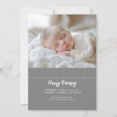 Sterren Celestial Schattige Grey Pasgeboren Foto's Aankondiging (Achterkant)