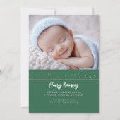 Sterren Celestial Schattige Groene Pasgeboren Foto Aankondiging (Achterkant)