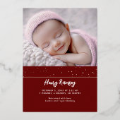 Sterren Celestial Schattige Rode Pasgeboren Foto's Folie Uitnodiging (Achterkant)