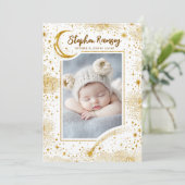 Sterren Celestial Schattige Witte Pasgeboren Foto' Aankondiging (Staand voorkant)