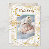 Sterren Celestial Schattige Witte Pasgeboren Foto' Aankondiging (Voorkant / Achterkant)