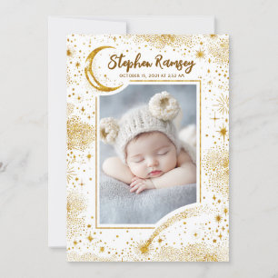 Sterren Celestial Schattige Witte Pasgeboren Foto' Aankondiging