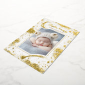 Sterren Celestial Schattige Witte Pasgeboren Foto' Folie Uitnodiging (Gedraaid)