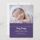 Sterren Celestial Schattigee Paarse Pasgeboren Fot Aankondiging (Achterkant)