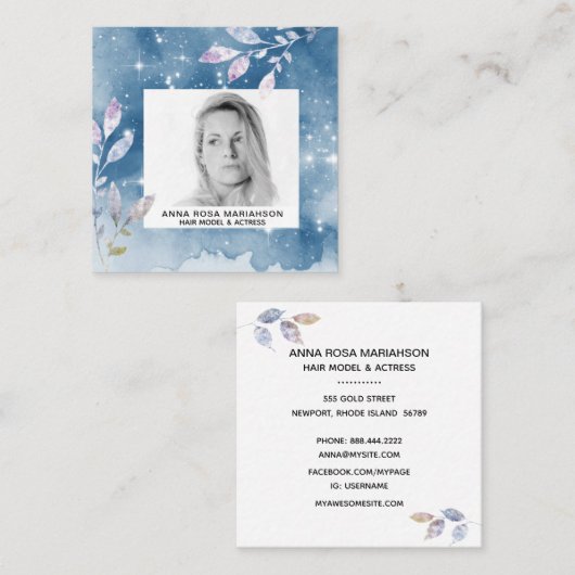 *~* Sterren Chic Populaire Haar Model Actrice FOTO Vierkante Visitekaartje (Voorkant / Achterkant)