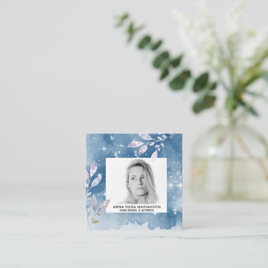 *~* Sterren Chic Populaire Haar Model Actrice FOTO Vierkante Visitekaartje (Staand voorkant)
