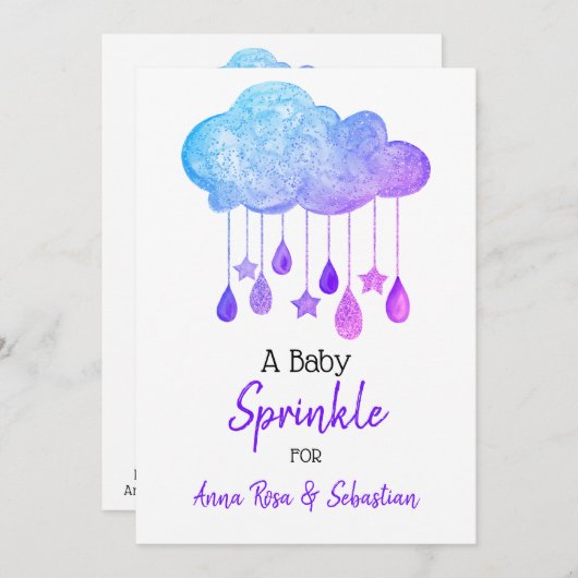 ** Sterren Cloud Rain Drops Sprinkle Shower Kaart (Voorkant / Achterkant)
