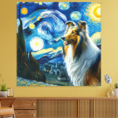 Sterren Collie Hond Portret - Huisdier Portret Canvas Afdruk (Insitu (Woonkamer))