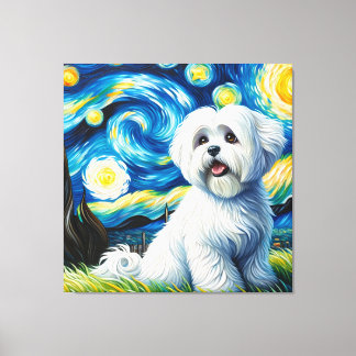 Sterren Coton de Tulear Hond Portret - Huisdier Po Canvas Afdruk