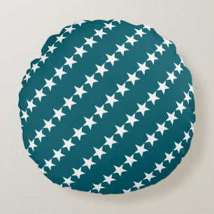 Sterren Dark blauwgroen Minimal Modern Rond Kussen