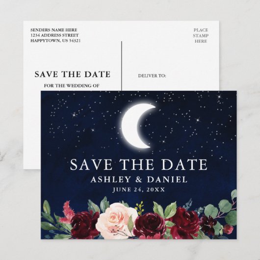 Sterren de datum bewaren briefkaart (Voorkant / Achterkant)