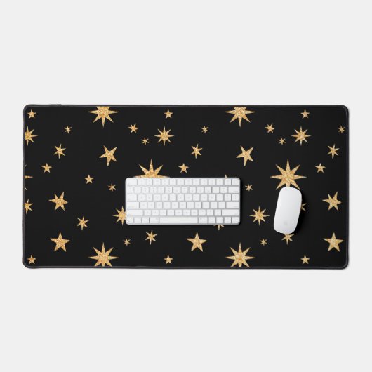 Sterren Desk Mat - Zwart en Goud Mousepad - Groot (Keyboard & Muis)