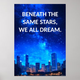 Sterren Dream Cityscape Inspirerend Quote Poster