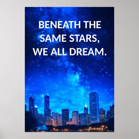 Sterren Dream Cityscape Inspirerend Quote Poster (Voorkant)