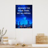 Sterren Dream Cityscape Inspirerend Quote Poster (Keuken)
