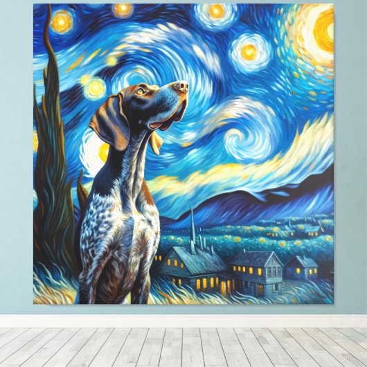 Sterren Duits kortharig pointer hondenportret Canvas Afdruk (Insitu (Houten vloer))