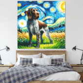 Sterren Duits Wirehaired Pointer Hondenportret Canvas Afdruk (Insitu (Slaapkamer))