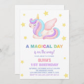 Sterren Eenhoorn Verjaardag Uitnodigingen (Voorkant / Achterkant)