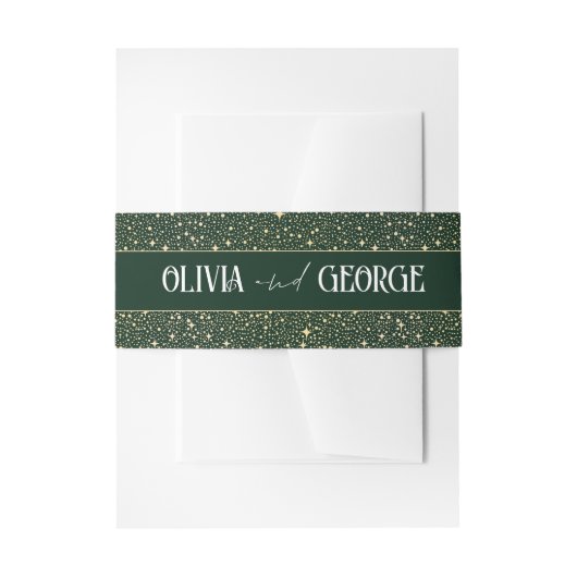 Sterren Emerald Green en Gold Wedding Uitnodigingen Wikkel (Voorkant Voorbeeld)