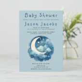 Sterren en baby shower blauw kaart (Staand voorkant)