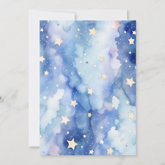 Sterren en baby shower blauw kaart (Achterkant)