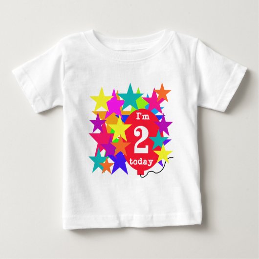 Sterren en ballon 2e verjaardag T-shirts en gesche (Voorkant)