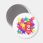 Sterren en ballon 2e verjaardag T-shirts en gesche Magneet (Voorkant / Achterkant)
