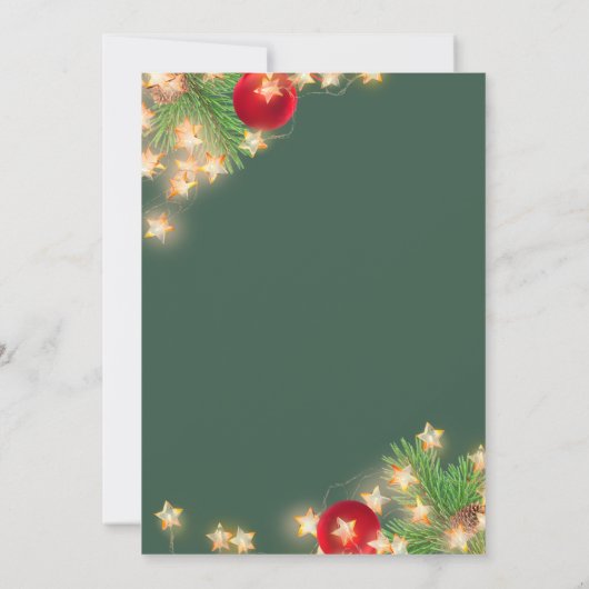 Sterren en Baubles Corporate Christmas Party Kaart (Achterkant)