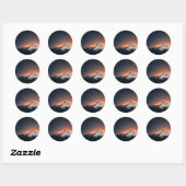 Sterren en bergen ronde sticker (Vel)