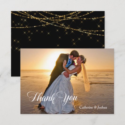 Sterren en Bokeh Lights Fotobruiloft Bedankkaart (Voorkant / Achterkant)