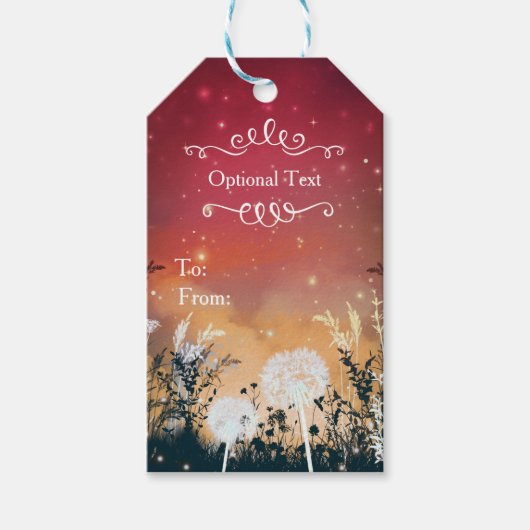 Sterren en bruiloft met gekantelde Red Evening Sky Cadeaulabel (Voorkant)