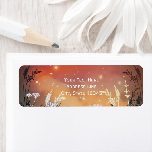 Sterren en bruiloft met gekantelde Red Evening Sky Etiket (Insitu)