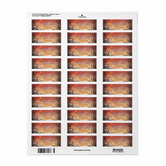 Sterren en bruiloft met gekantelde Red Evening Sky Etiket (Full Sheet)