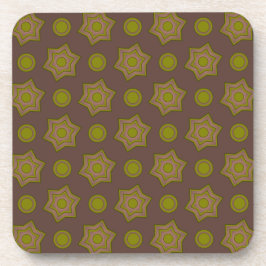 Sterren en cirkels in bruin en groen bier onderzetter