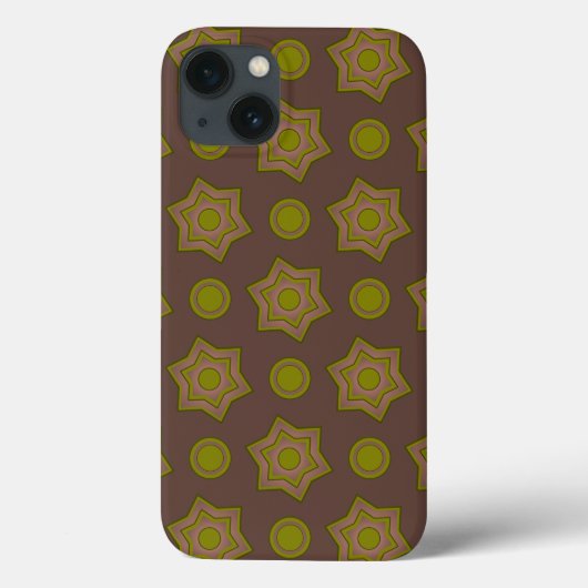 Sterren en cirkels in bruin en groen Case-Mate iPhone case (Achterkant)