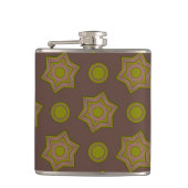 Sterren en cirkels in bruin en groen heupfles (Voorkant)