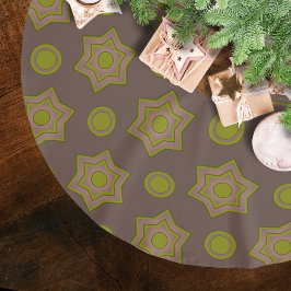 Sterren en cirkels in bruin en groen kerstboom rok