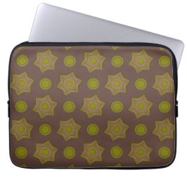 Sterren en cirkels in bruin en groen laptop sleeve