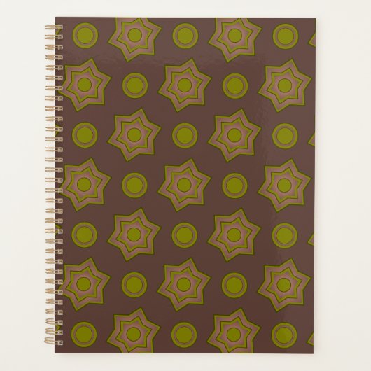 Sterren en cirkels in bruin en groen planner (Voorkant)