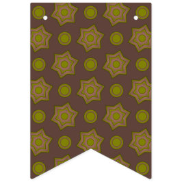 Sterren en cirkels in bruin en groen vlaggetjes