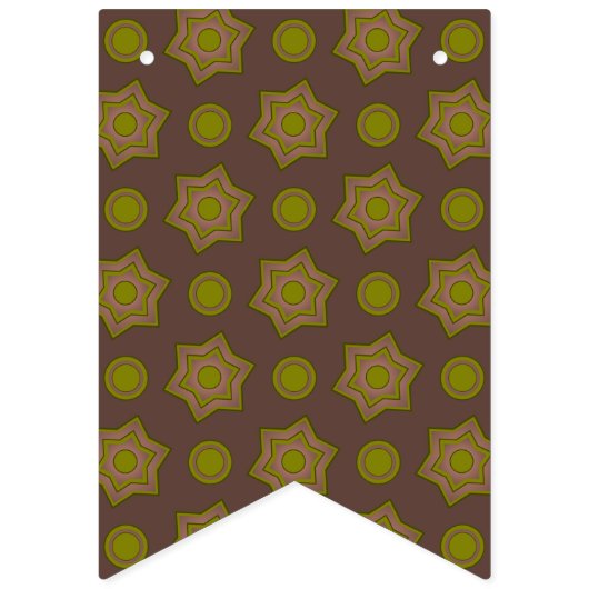 Sterren en cirkels in bruin en groen vlaggetjes (Eerste vlag)