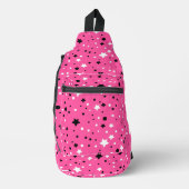 Sterren en cirkels op neon roze sling bag (Voorkant)