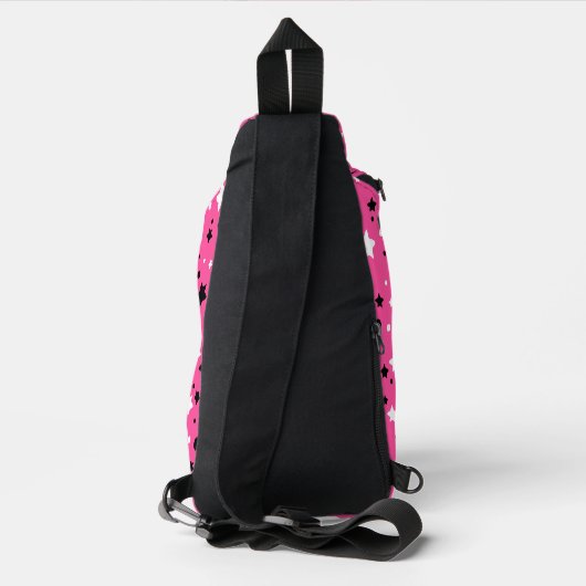 Sterren en cirkels op neon roze sling bag (Achterkant)