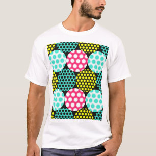 Sterren en cirkels, veelkleurige pop. t-shirt